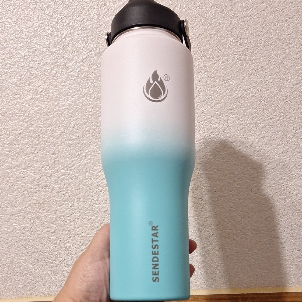 Sendestar 32oz Double Wall Stainless Steel Insulated Water Bottle White Tiffany